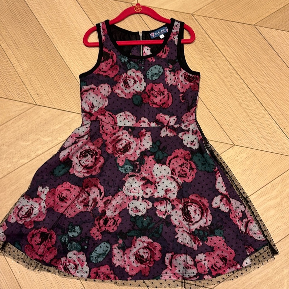 Truly Me by Sara Sara Girls Floral Mesh Party Dress Size 7 NWOT